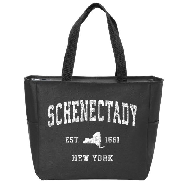 Schenectady New York Ny Vintage Athletic Sports Zip Tote Bag