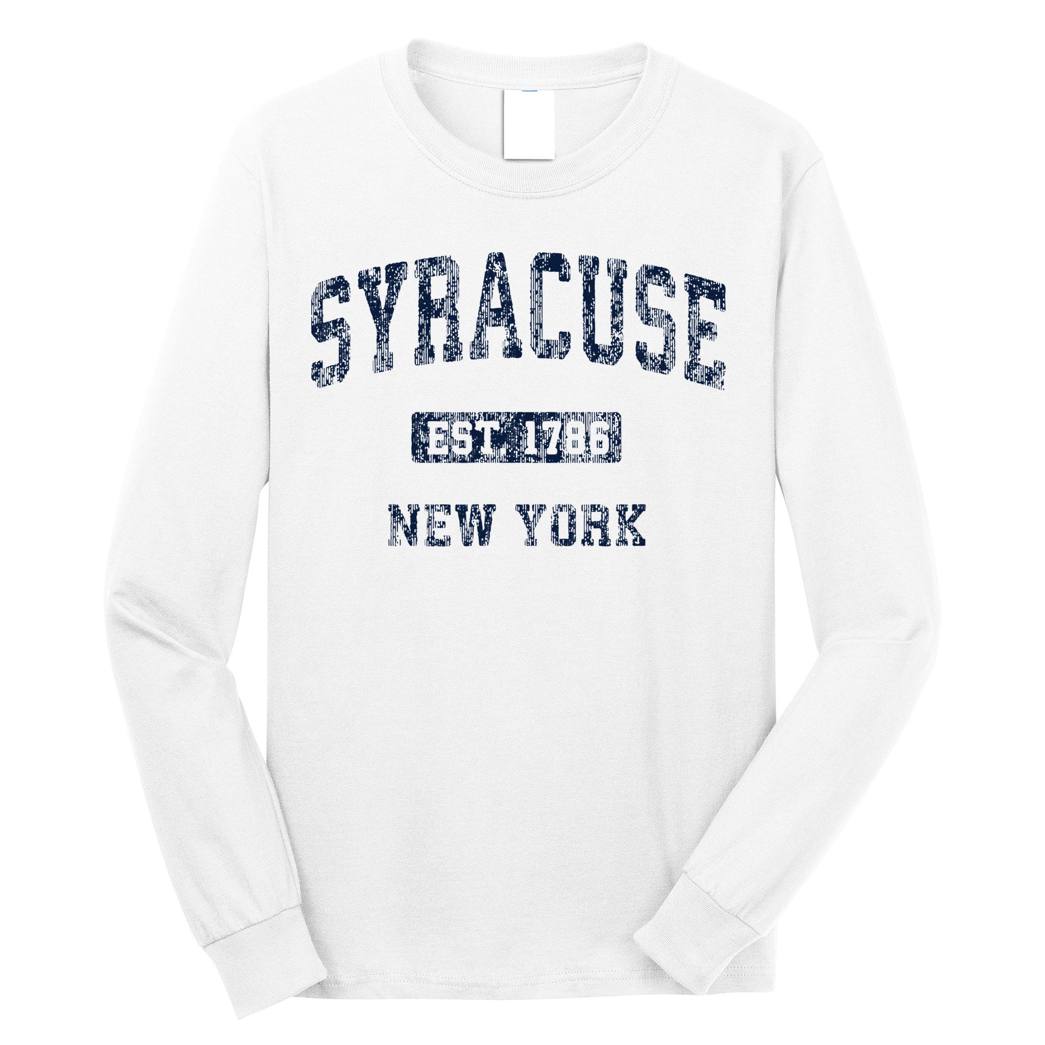 Syracuse New York Ny Vintage Athletic Sports Long Sleeve Shirt