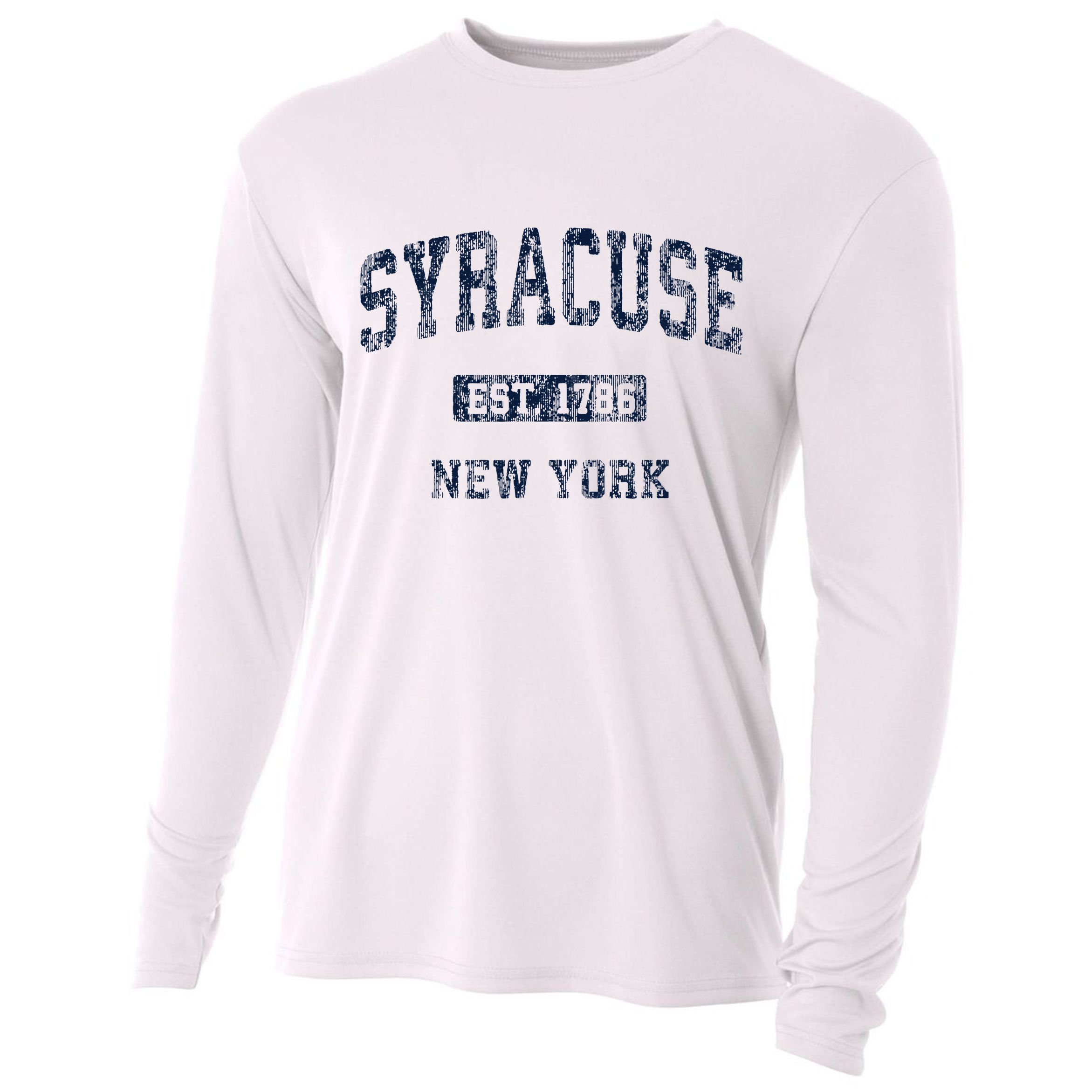 Syracuse New York Ny Vintage Athletic Sports Cooling Performance Long Sleeve Crew