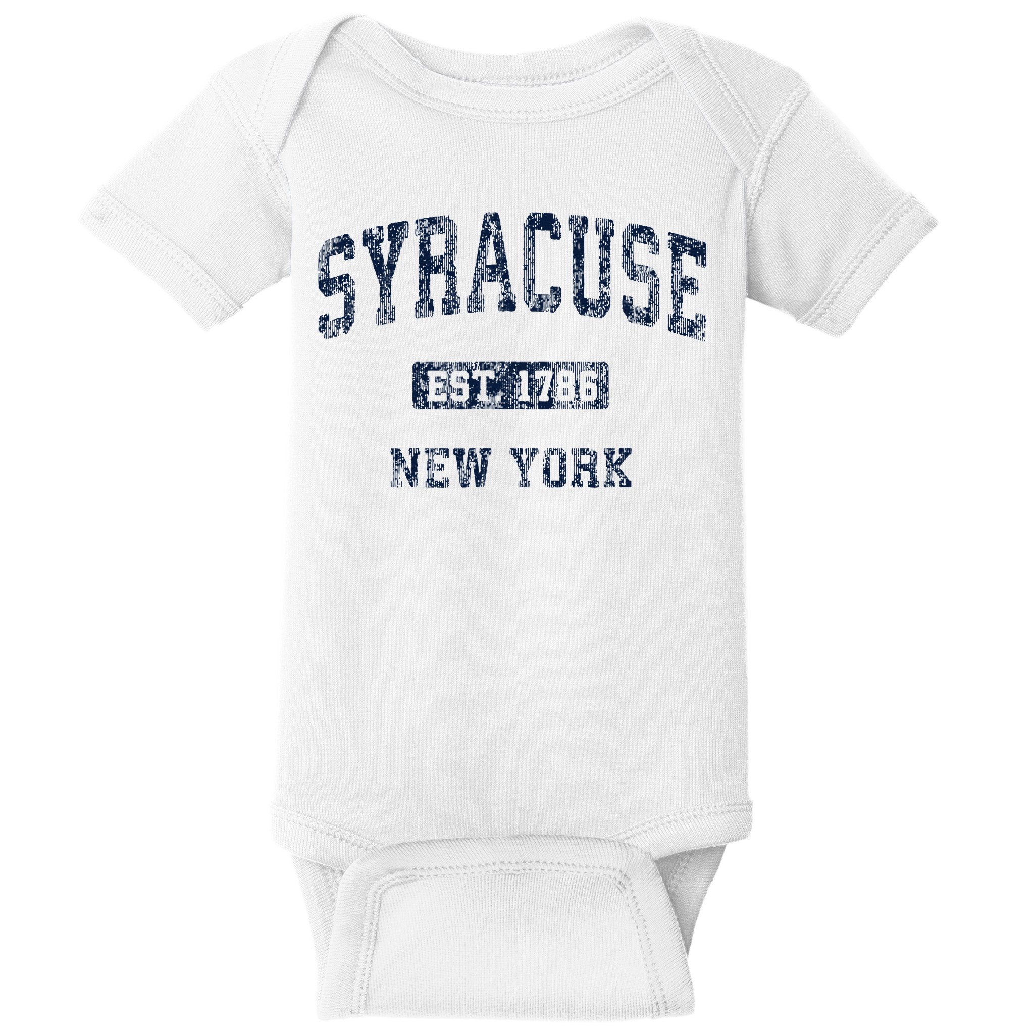 Syracuse New York Ny Vintage Athletic Sports Baby Bodysuit