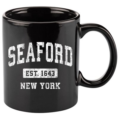 Seaford New York Ny Vintage Athletic Sports 11oz C Handle Ceramic Mug
