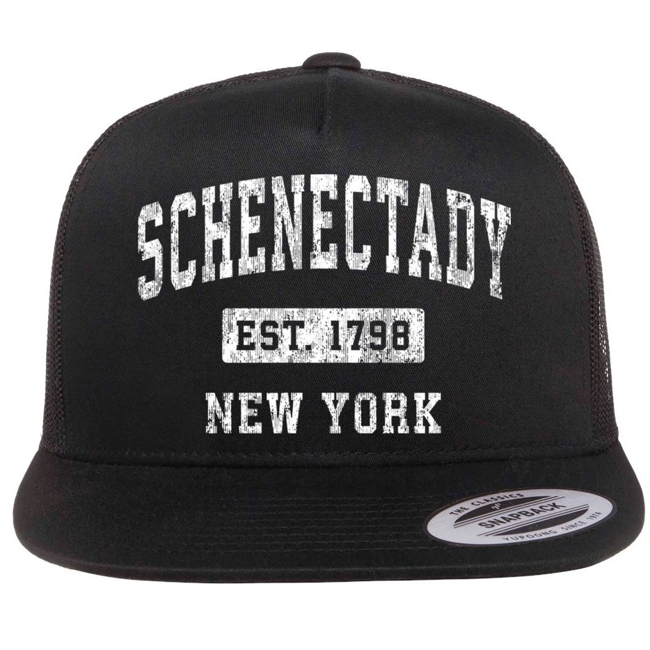 Schenectady New York Ny Vintage Established Sports Design Flat Bill Trucker Hat