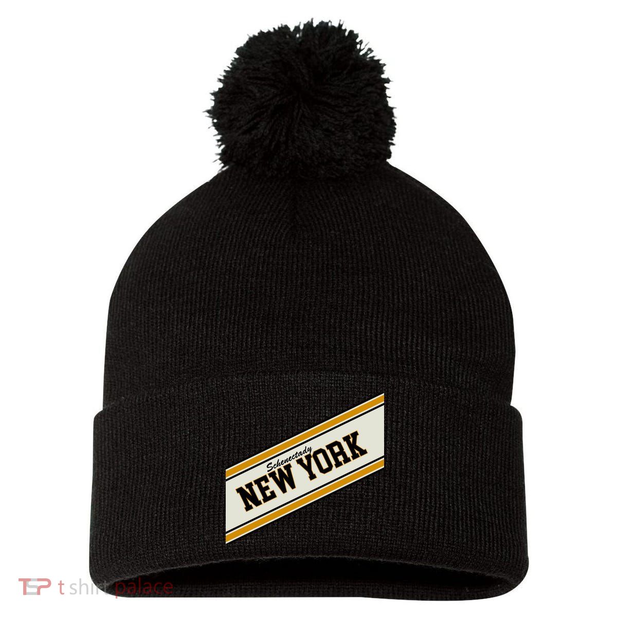 Schenectady New York Varsity Logo Pom Pom 12in Knit Beanie