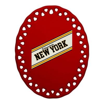 Schenectady New York Varsity Logo Ceramic Oval Ornament