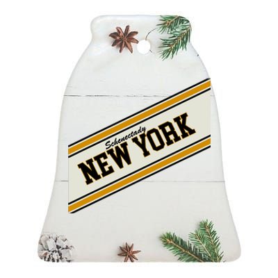 Schenectady New York Varsity Logo Ceramic Bell Ornament