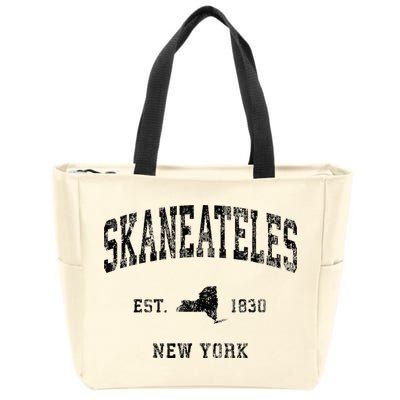 Skaneateles New York Ny Vintage Athletic Black Sports Design Zip Tote Bag