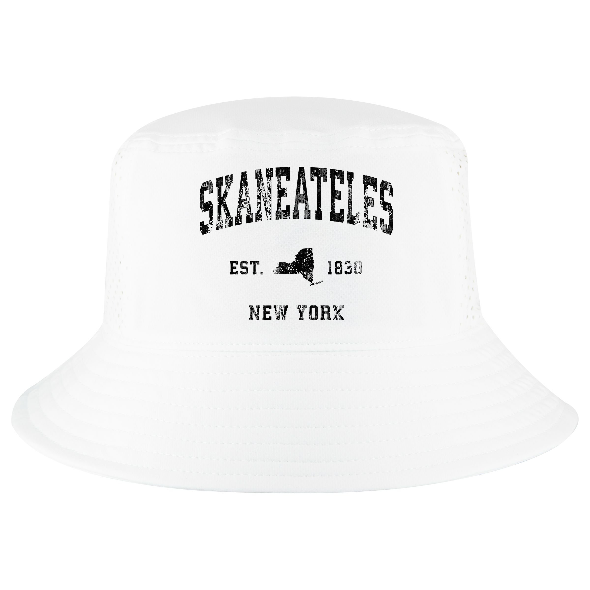 Skaneateles New York Ny Vintage Athletic Black Sports Design Cool Comfort Performance Bucket Hat