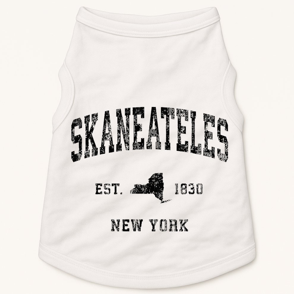 Skaneateles New York Ny Vintage Athletic Black Sports Design Doggie Tank