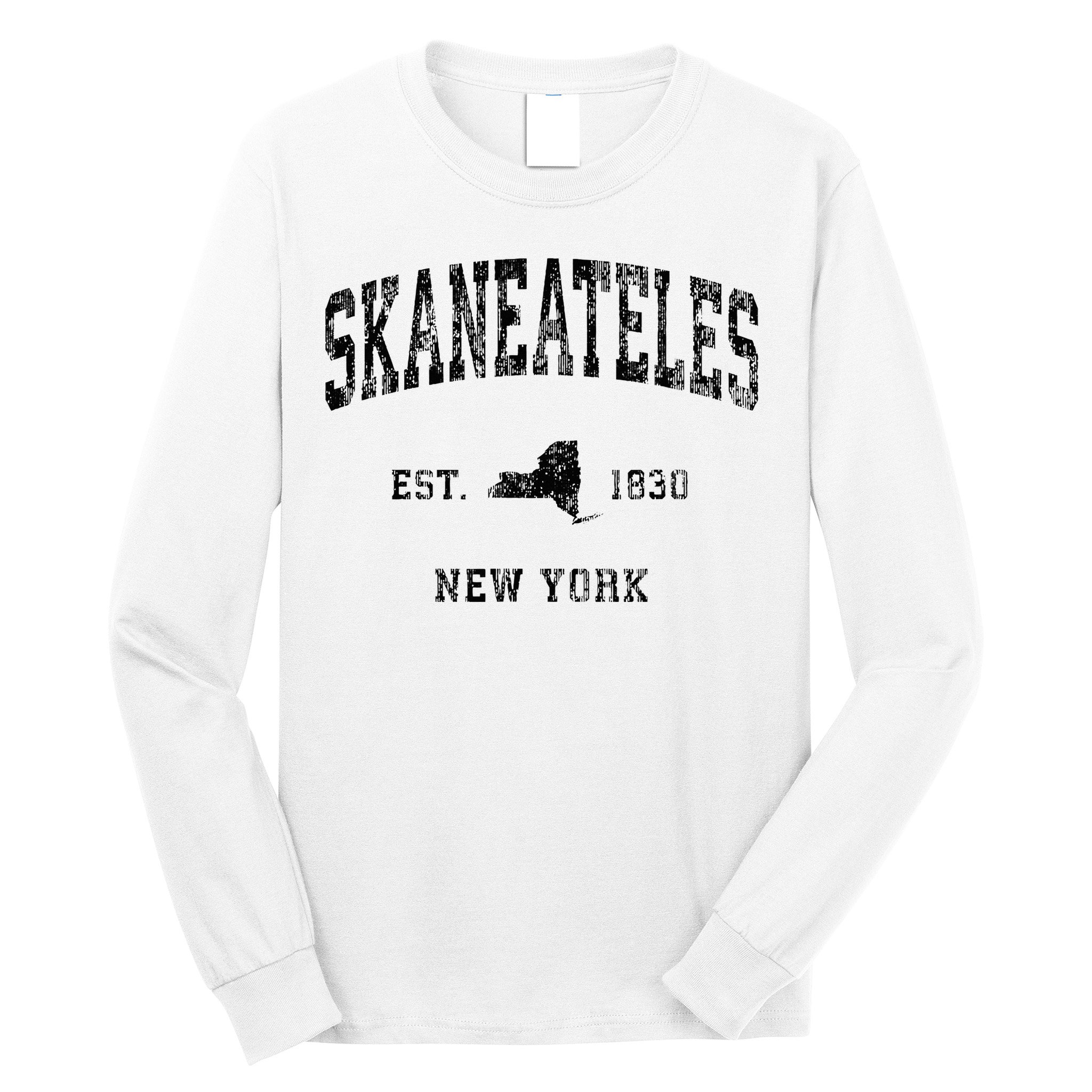 Skaneateles New York Ny Vintage Athletic Black Sports Design Long Sleeve Shirt