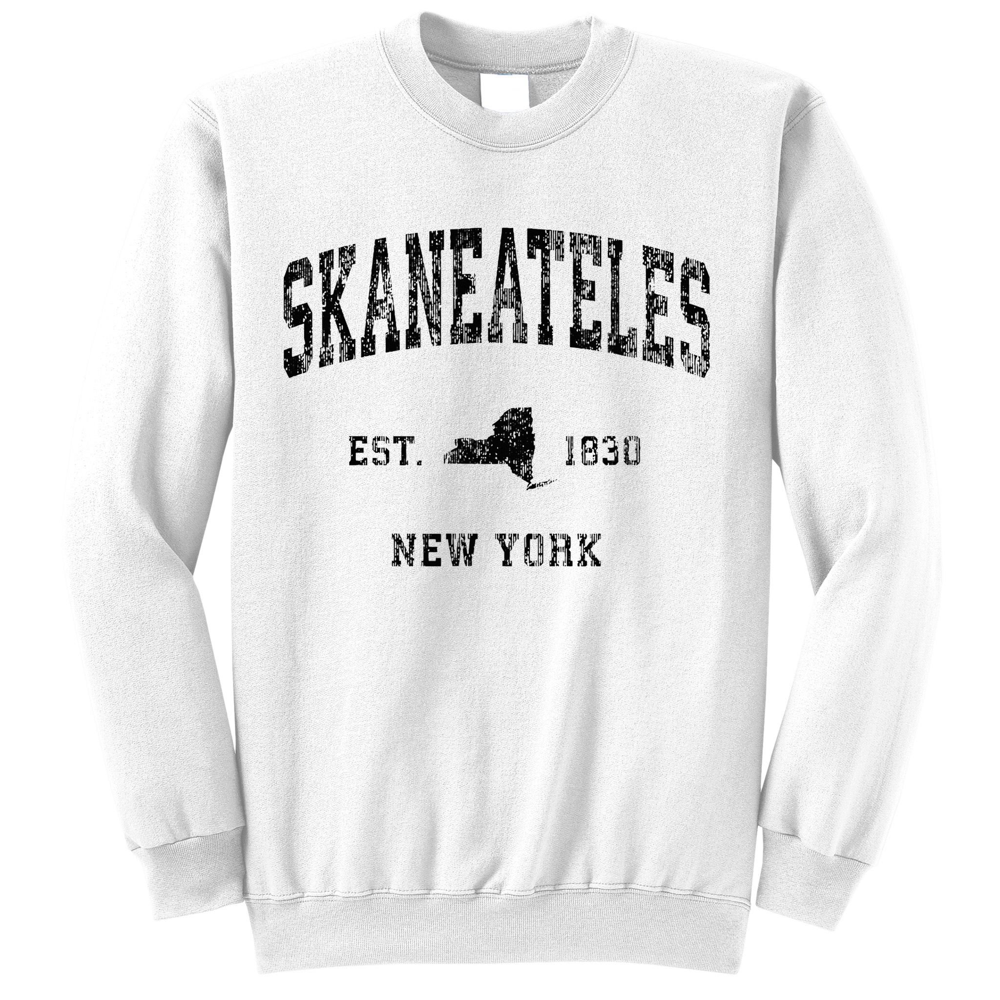 Skaneateles New York Ny Vintage Athletic Black Sports Design Sweatshirt