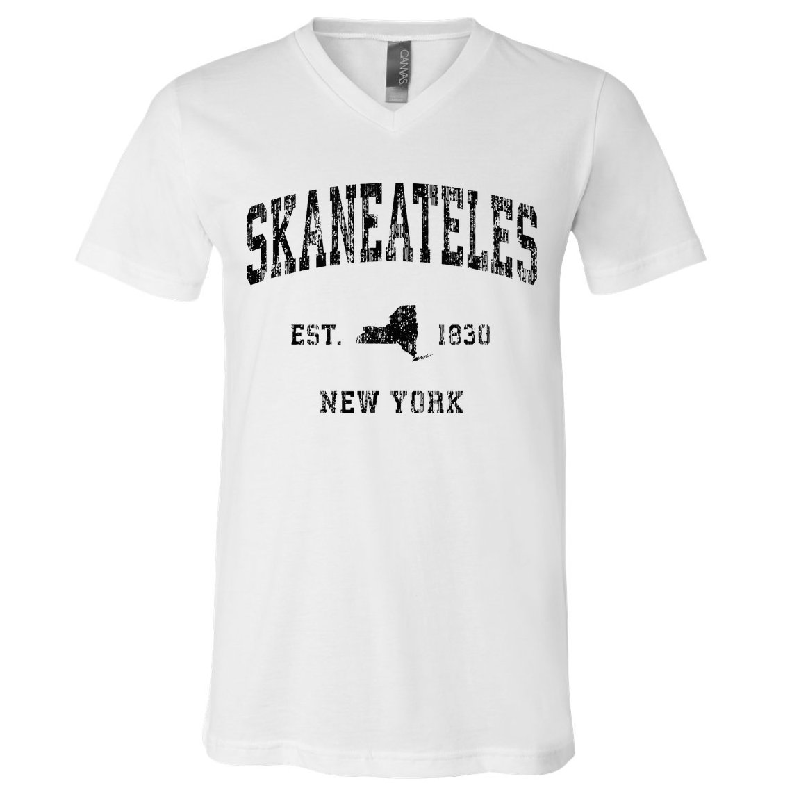 Skaneateles New York Ny Vintage Athletic Black Sports Design V-Neck T-Shirt