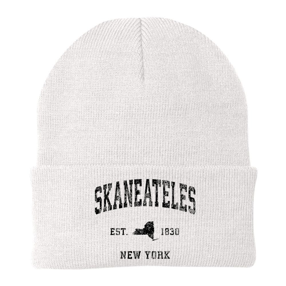 Skaneateles New York Ny Vintage Athletic Black Sports Design Beanie