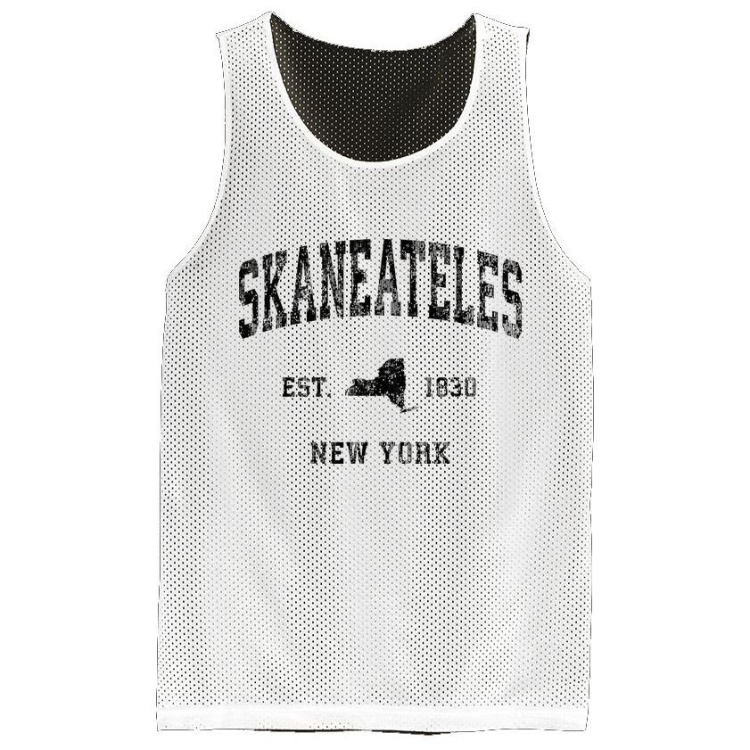 Skaneateles New York Ny Vintage Athletic Black Sports Design Mesh Reversible Basketball Jersey Tank