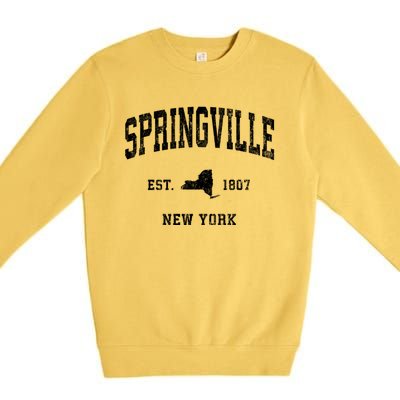 Springville New York Ny Vintage Athletic Premium Crewneck Sweatshirt