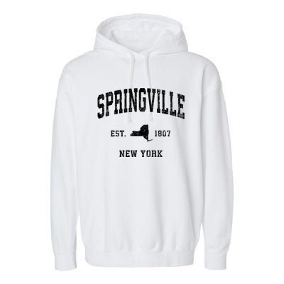 Springville New York Ny Vintage Athletic Garment-Dyed Fleece Hoodie