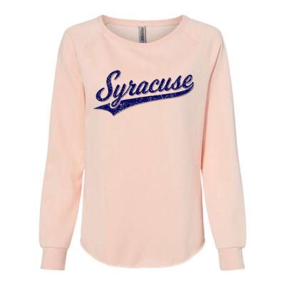 Syracuse New York Varsity Script Classic Sports Jersey Style Womens California Wash Sweatshirt