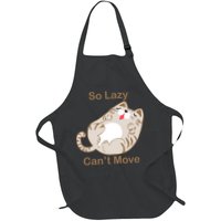 So Lazy Can't Move Funny Fat Cat Full-Length Apron With Pockets