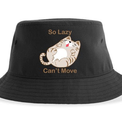 So Lazy Can't Move Funny Fat Cat Sustainable Bucket Hat