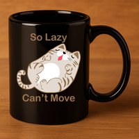 So Lazy Can't Move Funny Fat Cat 11oz C Handle Ceramic Mug