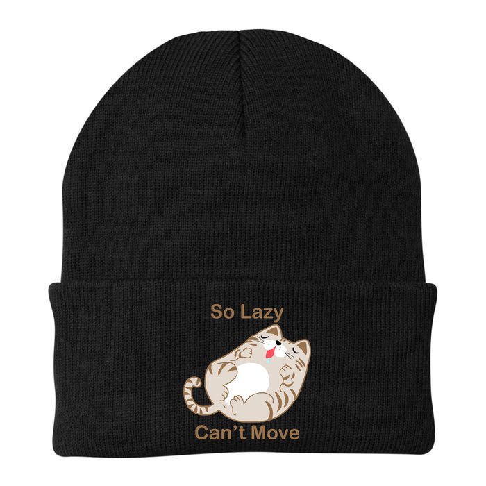 So Lazy Can't Move Funny Fat Cat Knit Cap Winter Beanie