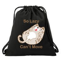 So Lazy Can't Move Funny Fat Cat Drawstring Bag