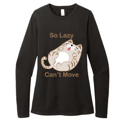 So Lazy Can't Move Funny Fat Cat Womens CVC Long Sleeve Shirt