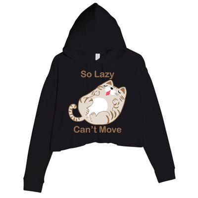 So Lazy Can't Move Funny Fat Cat Crop Fleece Hoodie