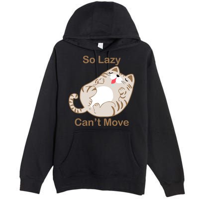 So Lazy Can't Move Funny Fat Cat Premium Pullover Hoodie