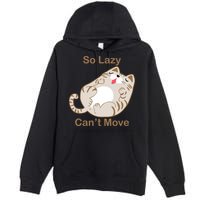 So Lazy Can't Move Funny Fat Cat Premium Pullover Hoodie