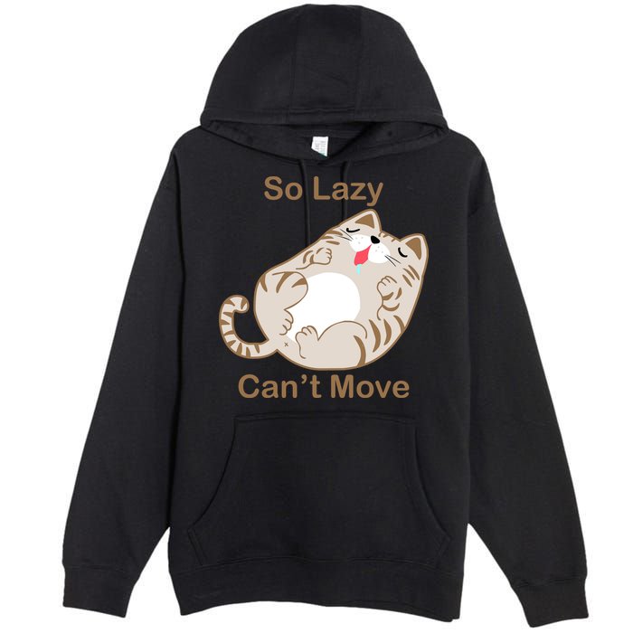 So Lazy Can't Move Funny Fat Cat Premium Pullover Hoodie