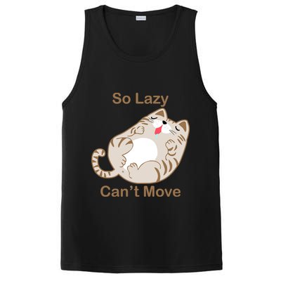 So Lazy Can't Move Funny Fat Cat PosiCharge Competitor Tank
