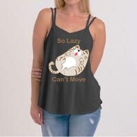 So Lazy Can't Move Funny Fat Cat Women's Strappy Tank