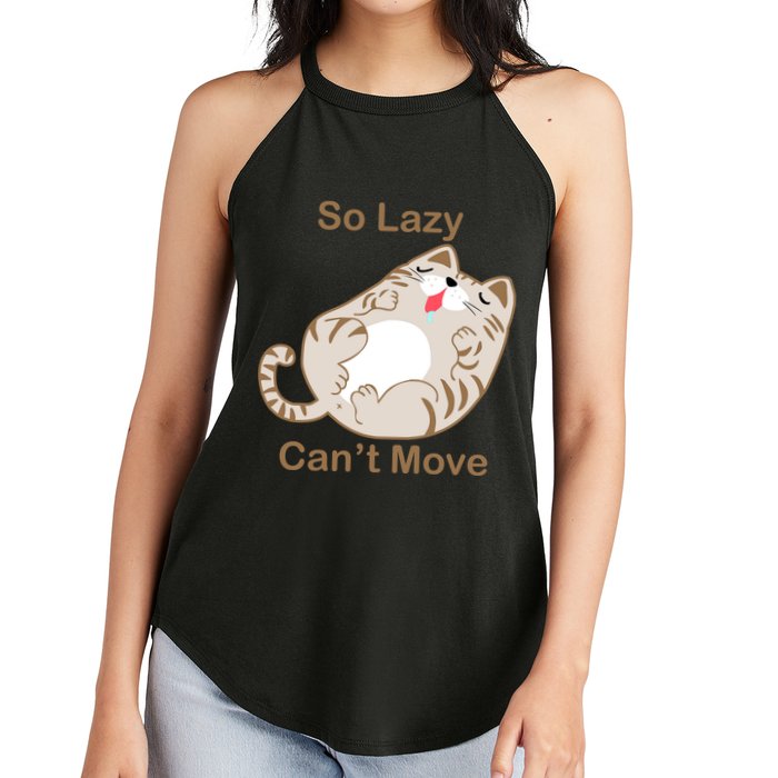 So Lazy Can't Move Funny Fat Cat Women's Perfect Tri Rocker Tank