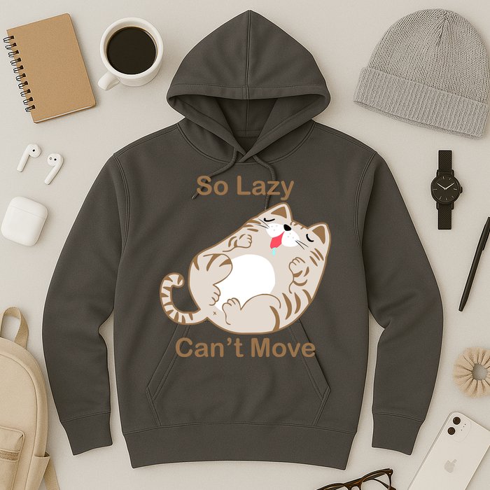 So Lazy Can't Move Funny Fat Cat Hoodie