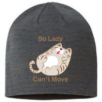 So Lazy Can't Move Funny Fat Cat Sustainable Beanie