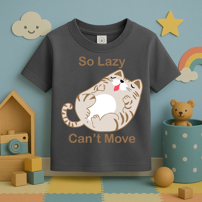 So Lazy Can't Move Funny Fat Cat Toddler T-Shirt