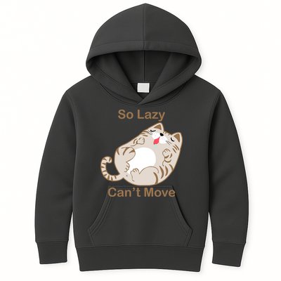So Lazy Can't Move Funny Fat Cat Kids Hoodie
