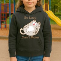 So Lazy Can't Move Funny Fat Cat Kids Hoodie