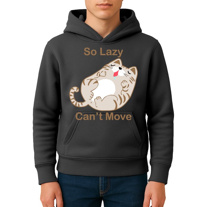 So Lazy Can't Move Funny Fat Cat Kids Hoodie
