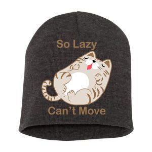 So Lazy Can't Move Funny Fat Cat Short Acrylic Beanie