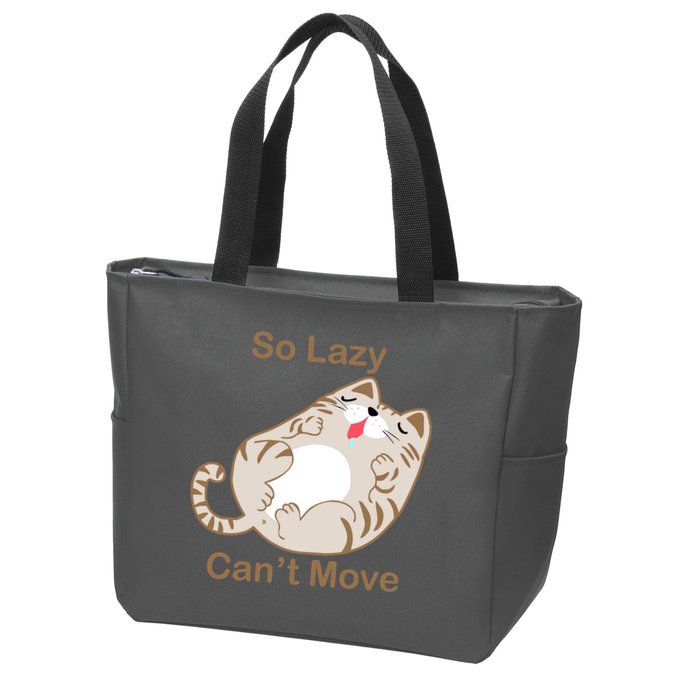So Lazy Can't Move Funny Fat Cat Zip Tote Bag