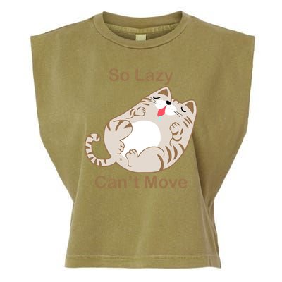 So Lazy Can't Move Funny Fat Cat Garment-Dyed Women's Muscle Tee