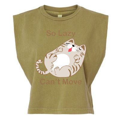 So Lazy Can't Move Funny Fat Cat Garment-Dyed Women's Muscle Tee