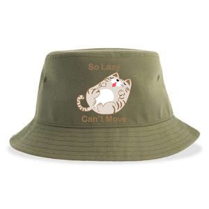 So Lazy Can't Move Funny Fat Cat Sustainable Bucket Hat