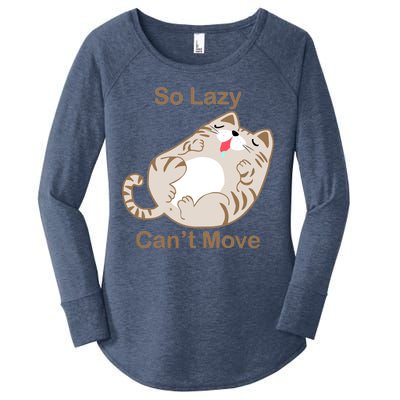 So Lazy Can't Move Funny Fat Cat Women's Perfect Tri Tunic Long Sleeve Shirt