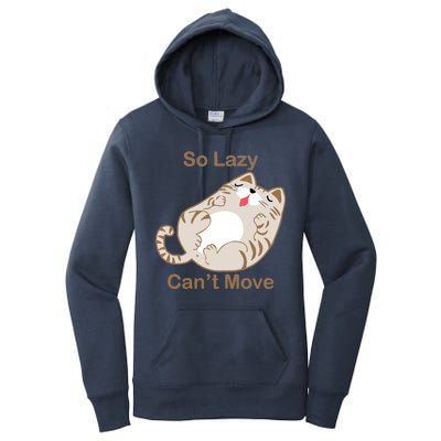 So Lazy Can't Move Funny Fat Cat Women's Pullover Hoodie