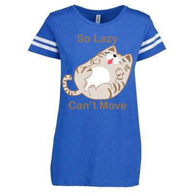 So Lazy Can't Move Funny Fat Cat Enza Ladies Jersey Football T-Shirt