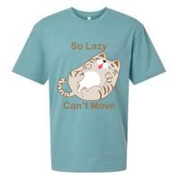 So Lazy Can't Move Funny Fat Cat Sueded Cloud Jersey T-Shirt