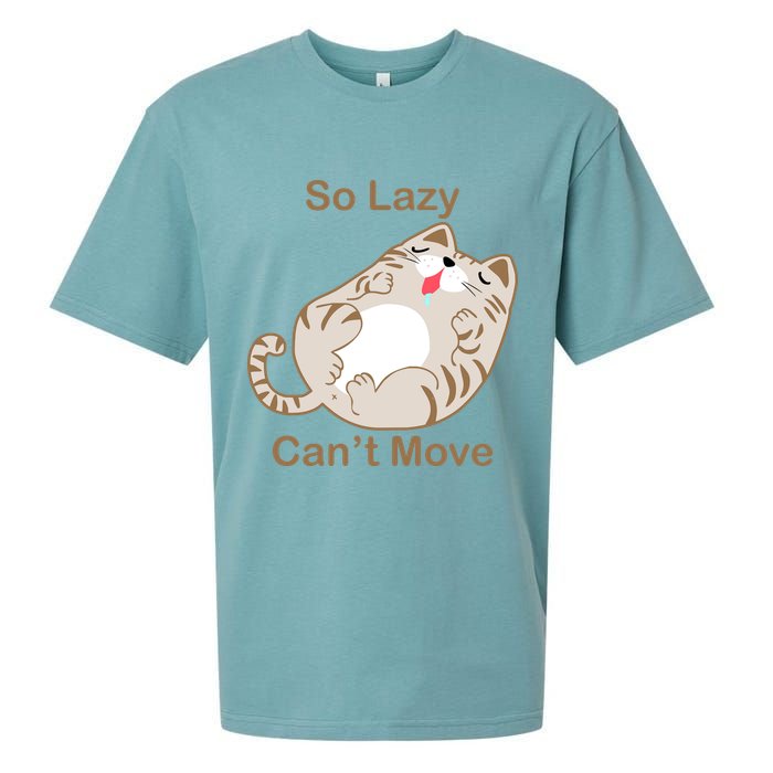 So Lazy Can't Move Funny Fat Cat Sueded Cloud Jersey T-Shirt