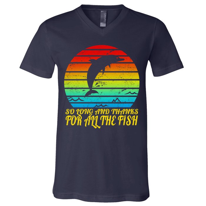 So Long And Thanks For All The Fish V-Neck T-Shirt